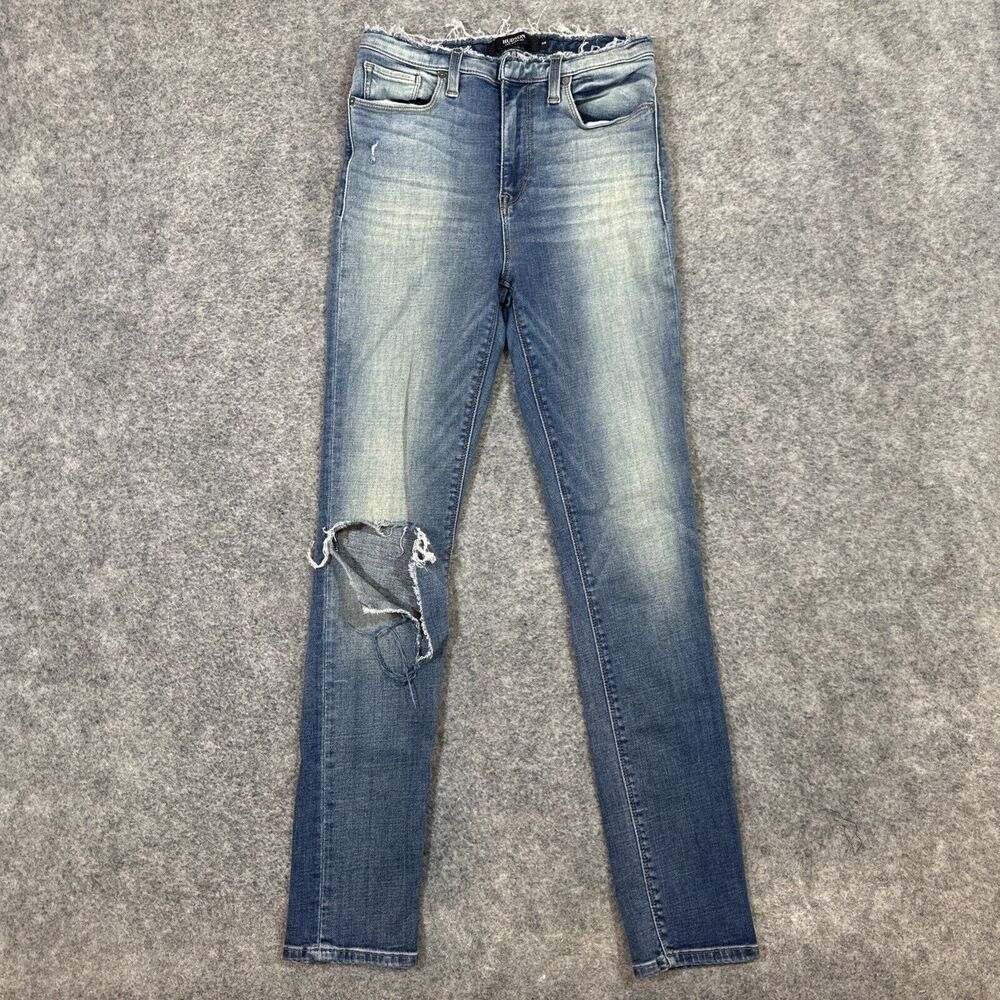 Hudson Barbara Super Skinny Distressed Frayed Waist Jeans Womens 26 Blue Denim